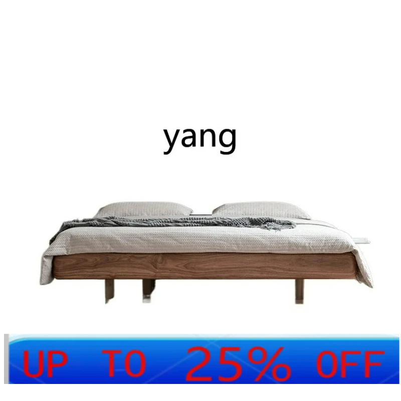 

LTT bed North American black walnut queen bed Nordic modern simple bed