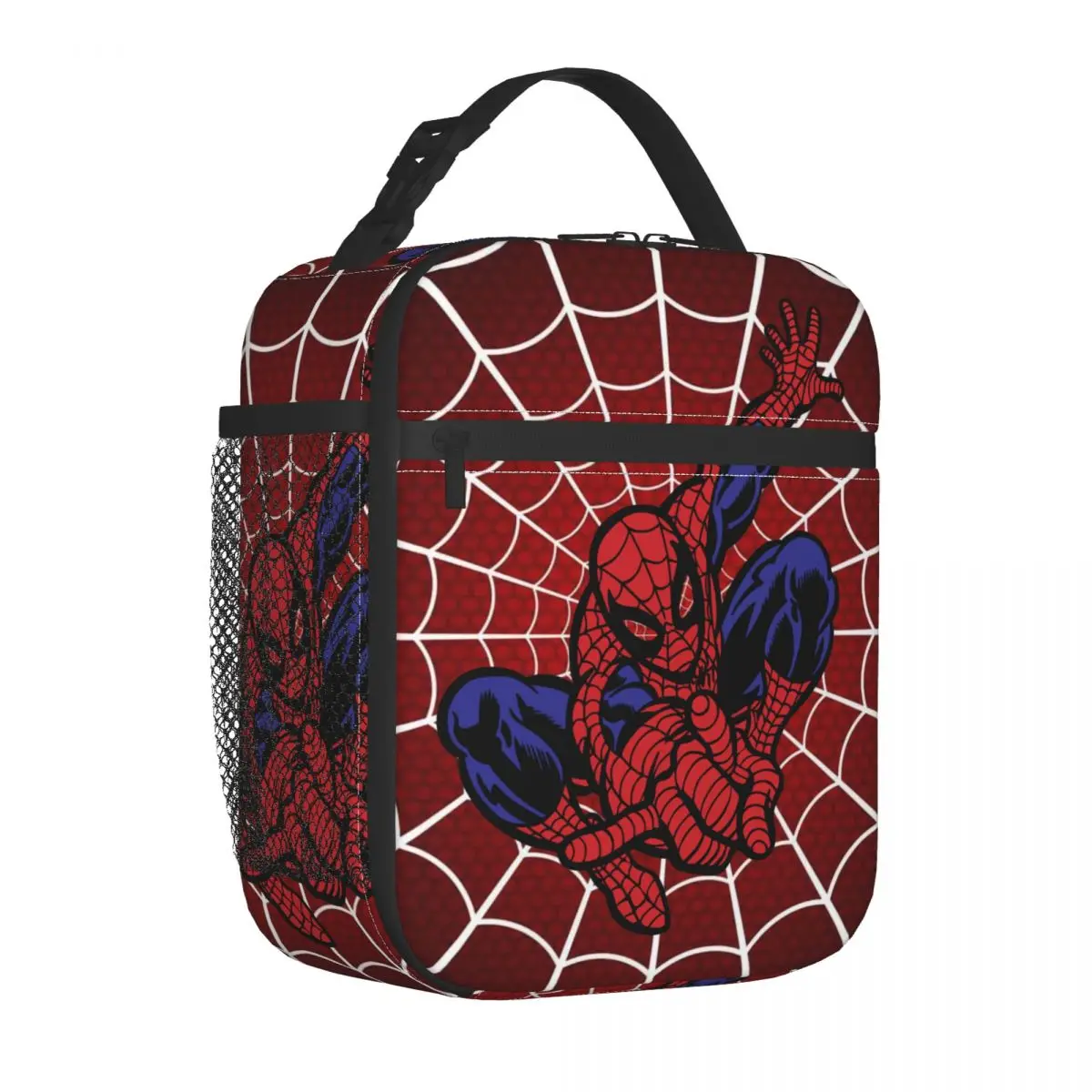 Custom Spiderman Finger Gesture Insulated Lunch Bag for Outdoor Picnic Food Portable Thermal Cooler Lunch Box Women Children