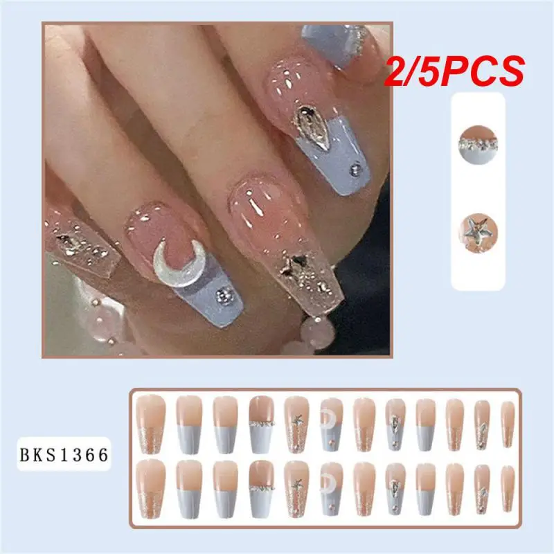 2/5PCS Finished Nail Art Fashionable Stylish Design Long-lasting Wear Natural Looking Result Durable