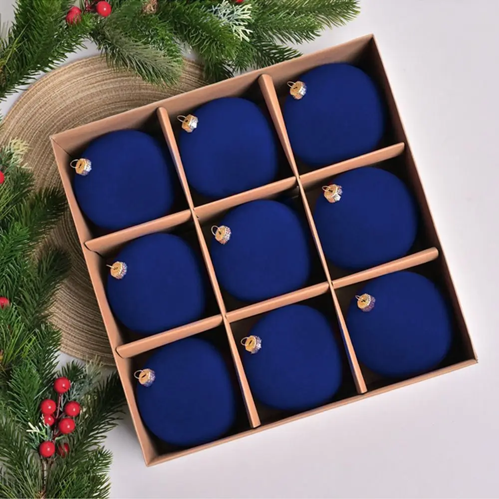 

10cm Velvet Christmas Ball Pendant Shatterproof Flocked Christmas Hanging Balls Reusable Xmas Tree Ornaments Party Favors