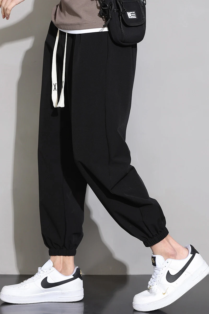 Men's Ice Silk Jogger Pants – Breathable Summer Loose Fit Drawstring Waist Casual Sports Trousers