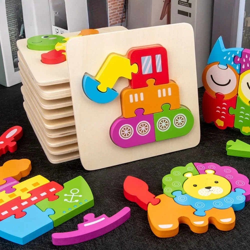 Holz Puzzle Montessori Tiere Karton Bunte Lernen Bildung Spielzeug Tangram Jigzaw Kognitive Holz Für Kinder Kinder Geschenk