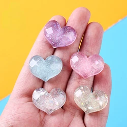 10pcs Kawaii Glitter Resin Mini Heart Diy Jewelry Accessories Flatback Charm Figurine Cabochon Miniature Planar Embellishments