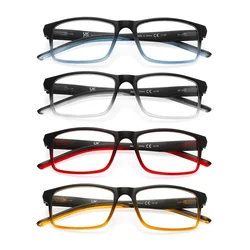 MODFANS Stylish Gradient Rectangle Men's Blue Blackout Reading Glasses, UV Protection, Comfort Spring Hinge Glasses