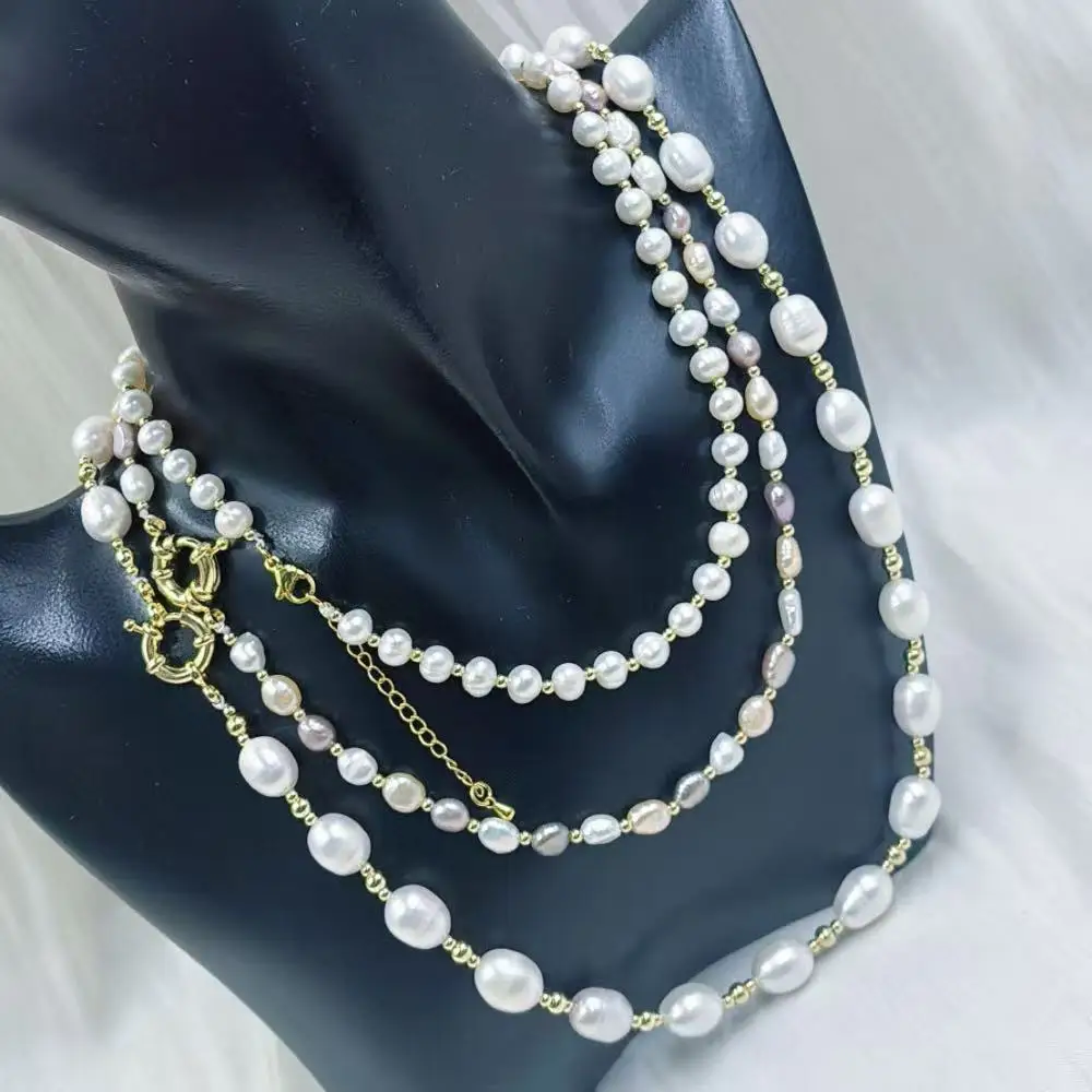 For Mother Jewelry Gift Purple Pink White Female Jewelry Genuine Natural Freshwater Pearl Chokers Necklace