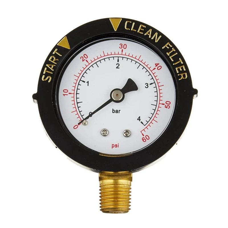 A73T 190058   Manometer 0–60 PSI, Start- und Reinigungsfilter-Wasserdruckmanometer mit 1/4 Zoll NPT, unten montierter Schwimmbad