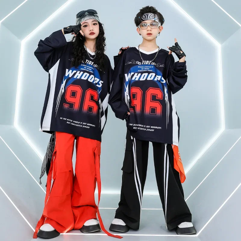 Boys Hiip Hop Outfits Sweatshirt Jogges Pants Girls K-pop Street Dance Shorts Children Streetwear Kids Sportwear Clothes Sets