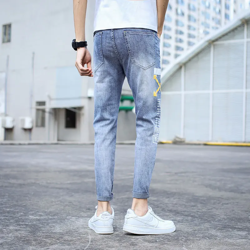 Sommer 2022 Koreanische Jugendliche Stretch Slim-fit Jeans Männer's Ripped Casual Licht-farbige Marke Knöchel Länge hosen