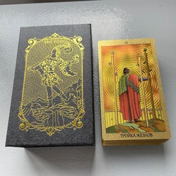 Russian Gold Foil Tarot Deck, Tarot Cards for Beginners with Guide Book, Prophecy Taro, Fortune Telling Toys, 78-cards, 12x7cm