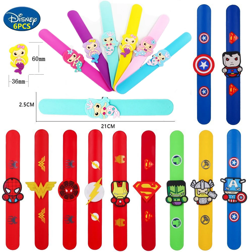 

6Pcs/Set Disney Spiderman Cartoon Bracelet Hulk iron Man Captain America Anime Figure Wristand Toy For kids Boys Christmas Gifts