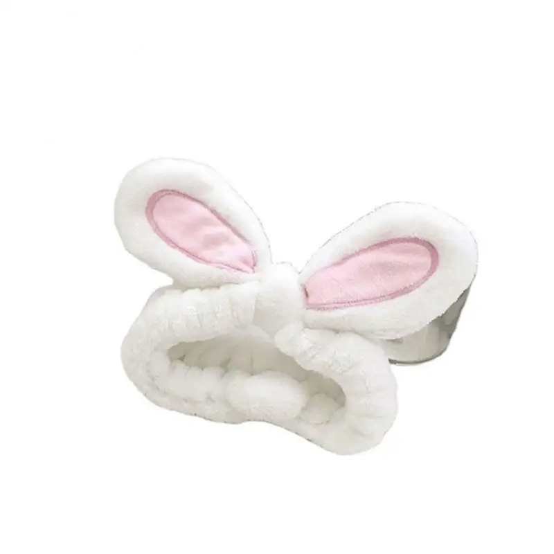 Woman Lovely Rabbit Headband Bow Elastic Hairband Wash Face Turban Cute Hair Holder Ladies Band Hair Accessories Bunny Ear