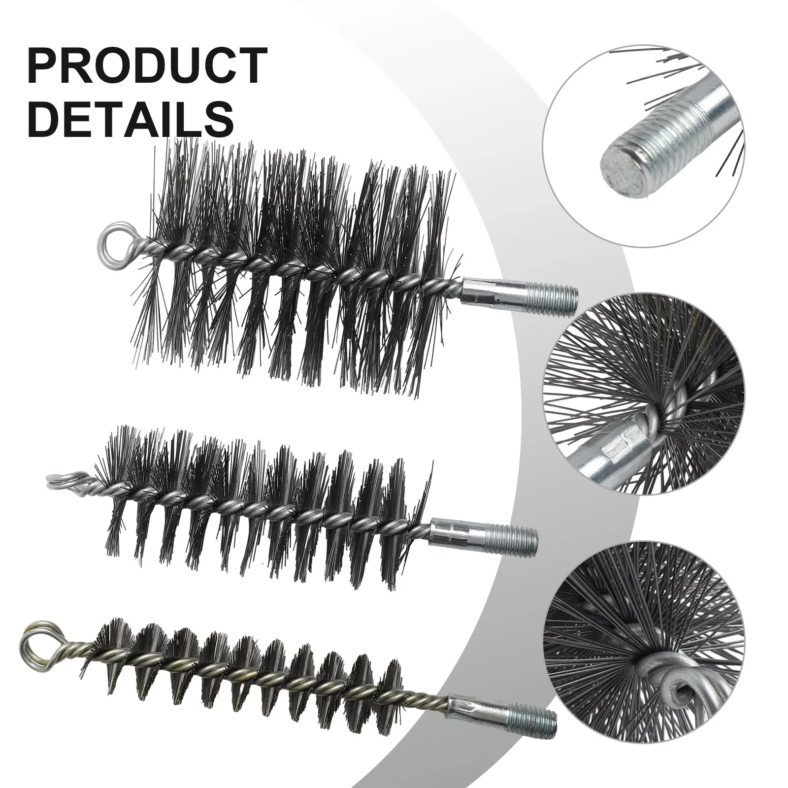 3 шт. гибкие стальные проволочные щетки для чистки дымохода Thorough, подходят для различных размеров и применений труб