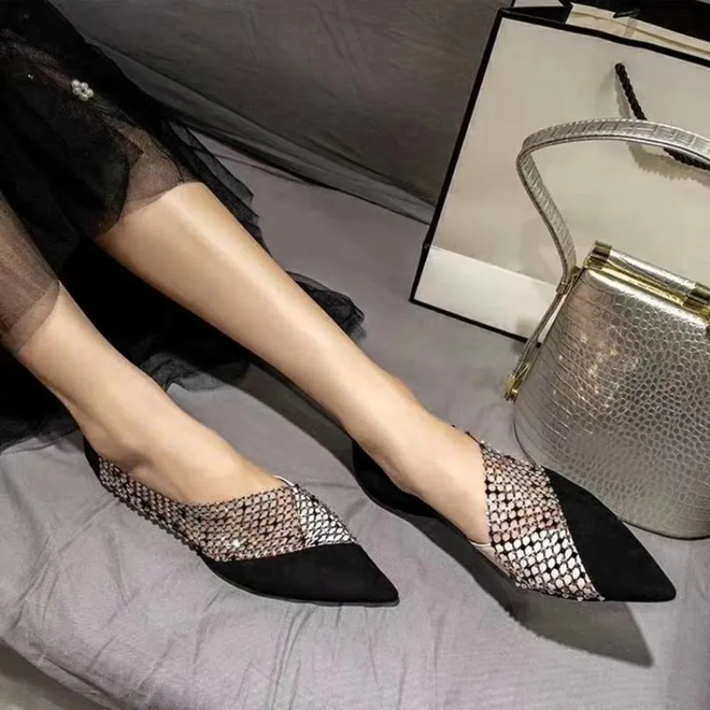 Ladies Ladies Rhinestone Mesh Pointed Toe Mules,Slip‑On Backless Summer Sandals, Breathable Elegant Flats, Foot‑Slimming Shoes - Aliexpress Deal