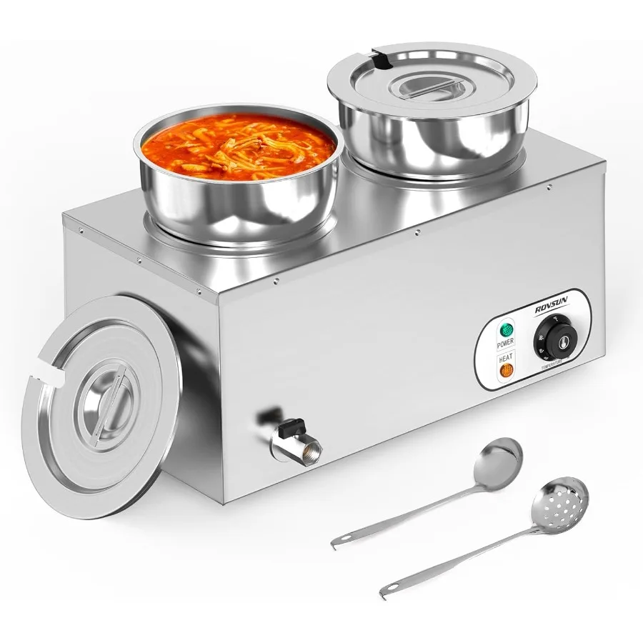 15QT Commercial Electric Soup Warmer with Dual Pots