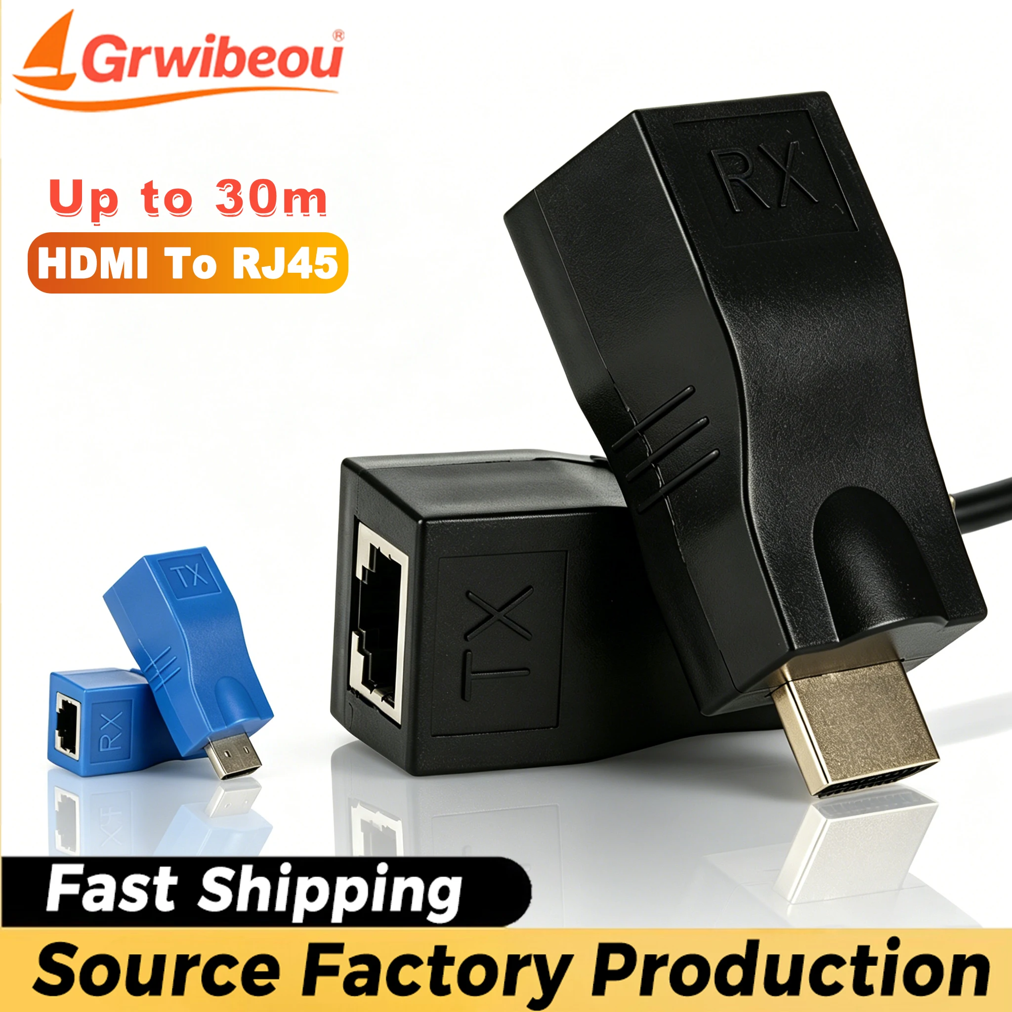 HDMI To RJ45 Converter 1080P RJ45 Ports Extender Adapter Up To 30m Over CAT5e Cat6 Network Ethernet LAN for HDTV HDPC DVD STB