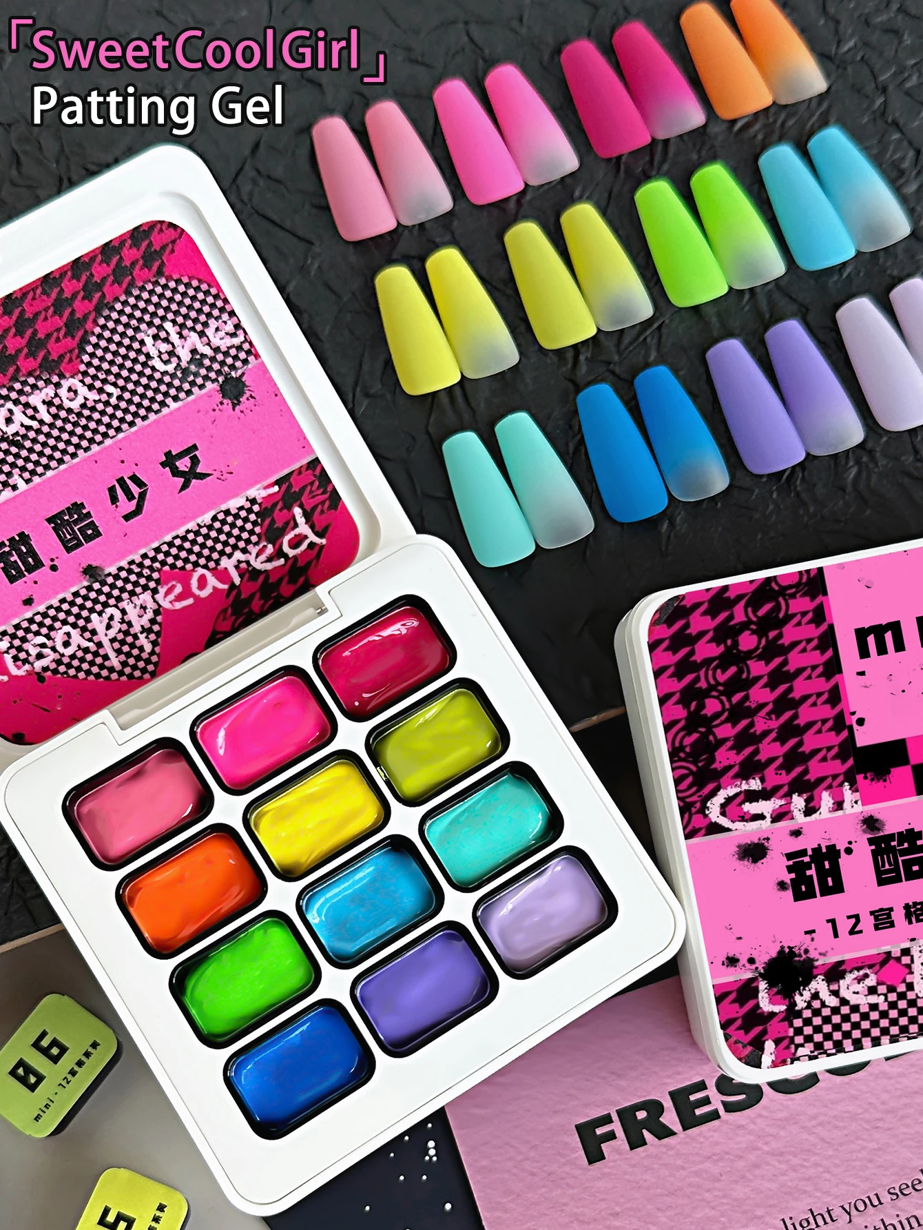 

MORDDA 12 colors Rainbow color patting gel set Wash free gel nail High saturation color luster Fashion lasting