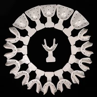 17 Uds bandejas de impresión Dental bandejas de impresión de mandíbula Edentulous soporte de dientes Autoclavable completo