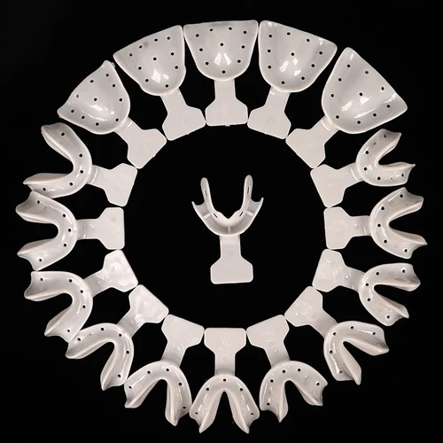 17 Uds bandejas de impresión Dental bandejas de impresión de mandíbula Edentulous soporte de dientes Autoclavable completo