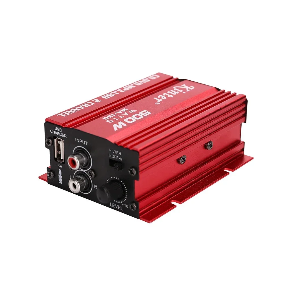 MA-150 Mini 2 Channel Car Audio Amplifier DC12V Aluminum Shell HiFi Stereo Power Amp For Vehicle Replacement Accessory