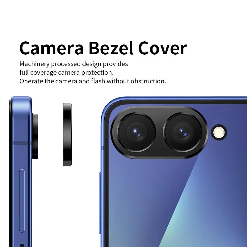 for Samsung Z Flip 7 FE Flip7 Camera Bezel Cover Anti Scratch Black Metal Film Super Slim Hollow Lens Protector Cap Sticker