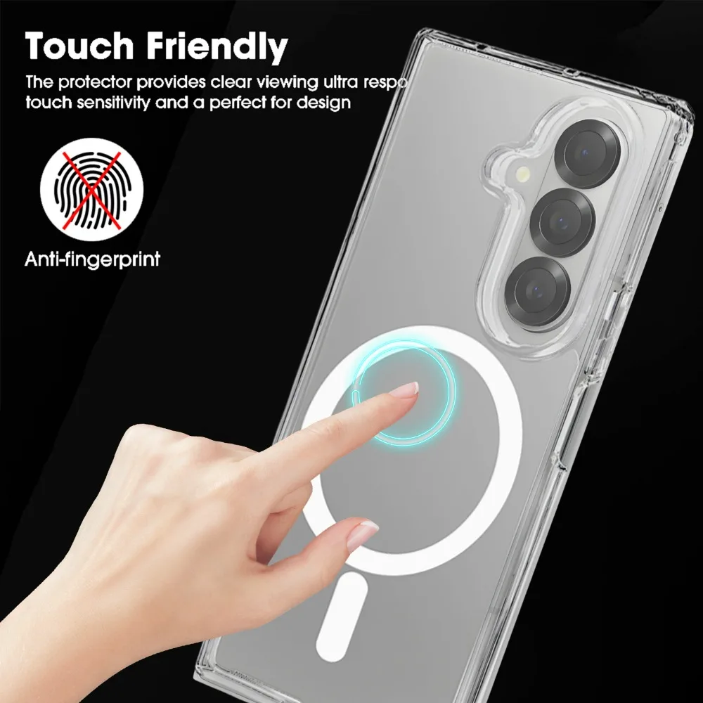 磁気透明ケース Magsafe ワイヤレス充電アンチスクラッチフロントバックバンパー Samsung Galaxy Z Fold 7 電話アクセサリー用