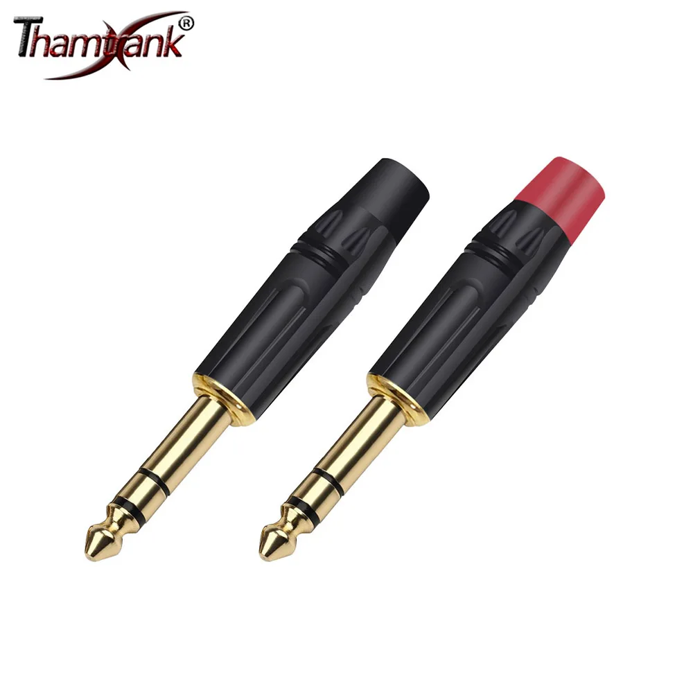 2pcs TS TRS Plug 6.35mm Jack Plug Audio Connector 6.35mm Mono/Stereo Straight Male Amplifier Microphone