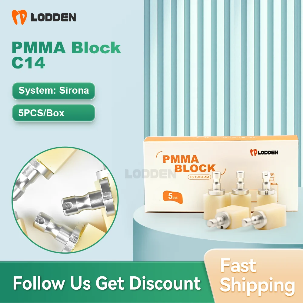 LODDEN 5PCS Sirona C14 PMMA Block Dental Laboratory Resin Block For CAD CAM CEREC Dental Supplies Dentist Material Vita 16 Color