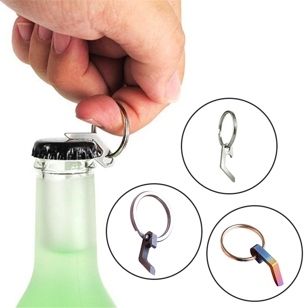 Titanium Steel Tool Key Ring Keychain Mini Beer Bottle Cap Beer ttle Opener