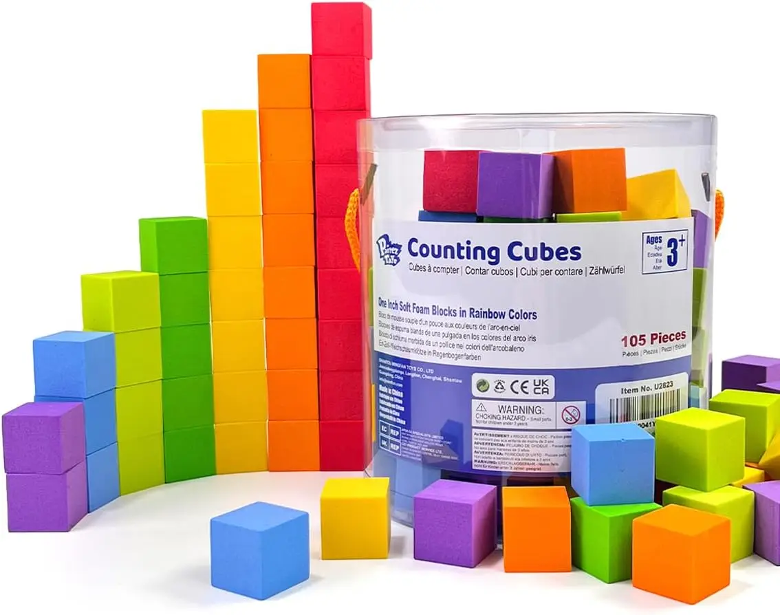 

Foam Counting Blocks, 105 Pieces 1 Inch Soft Rainbow Math Counters Cubes, Math Manipulatives Preschool, Classroom Learning Suppl