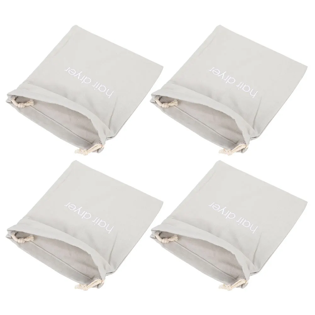 

4Pcs Canvas Drawstring Bags Heavy Duty Hair Dryer Storage Pouches Reusable Travel Organizer for Hotel Outdoor Use