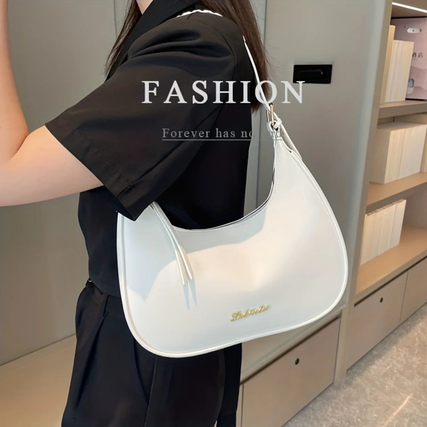 

Trendy Solid Color Bag, All-Match Textured Zipper Underarm Bag, Womens Trendy Armpit Purse Travel kit Make up travel bag Yk bag