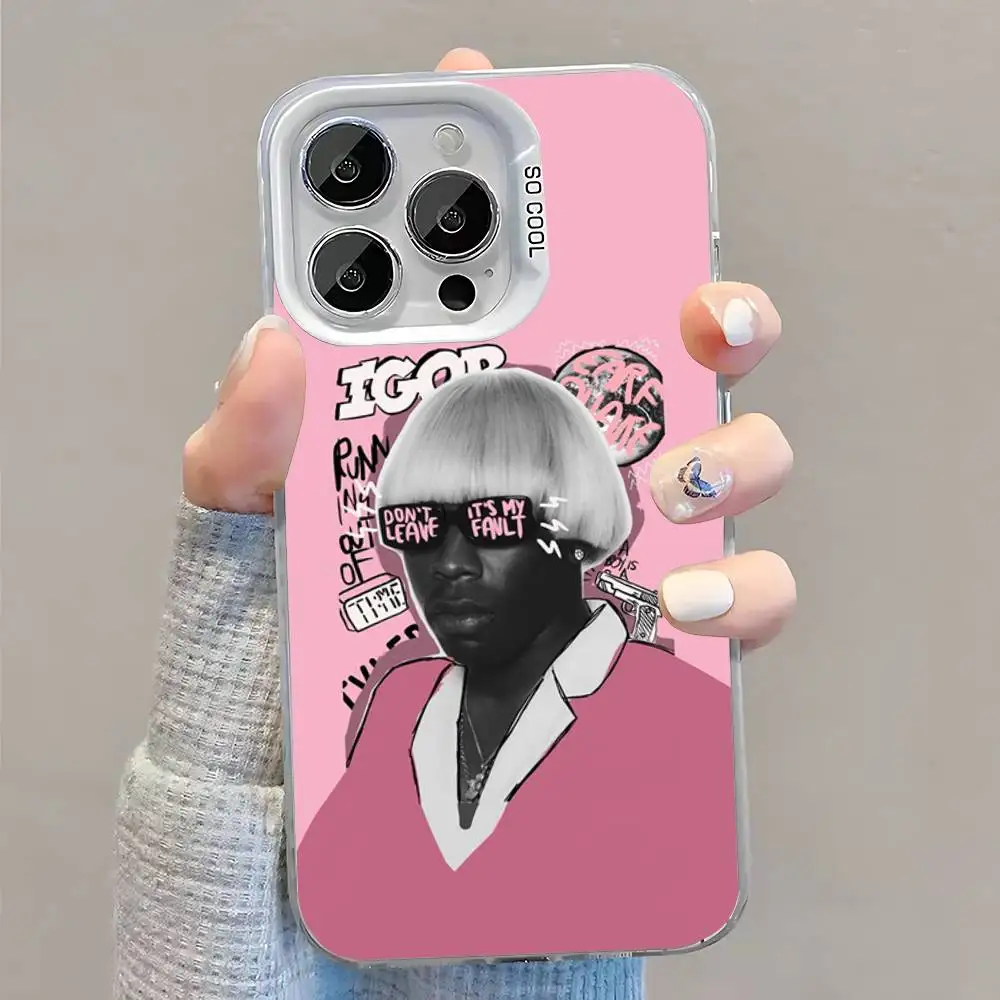 حافظة T-Tyler The Flower Boy C-Creator لهاتف iPhone 16,15,14,13,12,11,Pro,XS,Max,Plus,Mini,SE غطاء مقاوم للصدمات من الحلوى البيضاء غير اللامعة