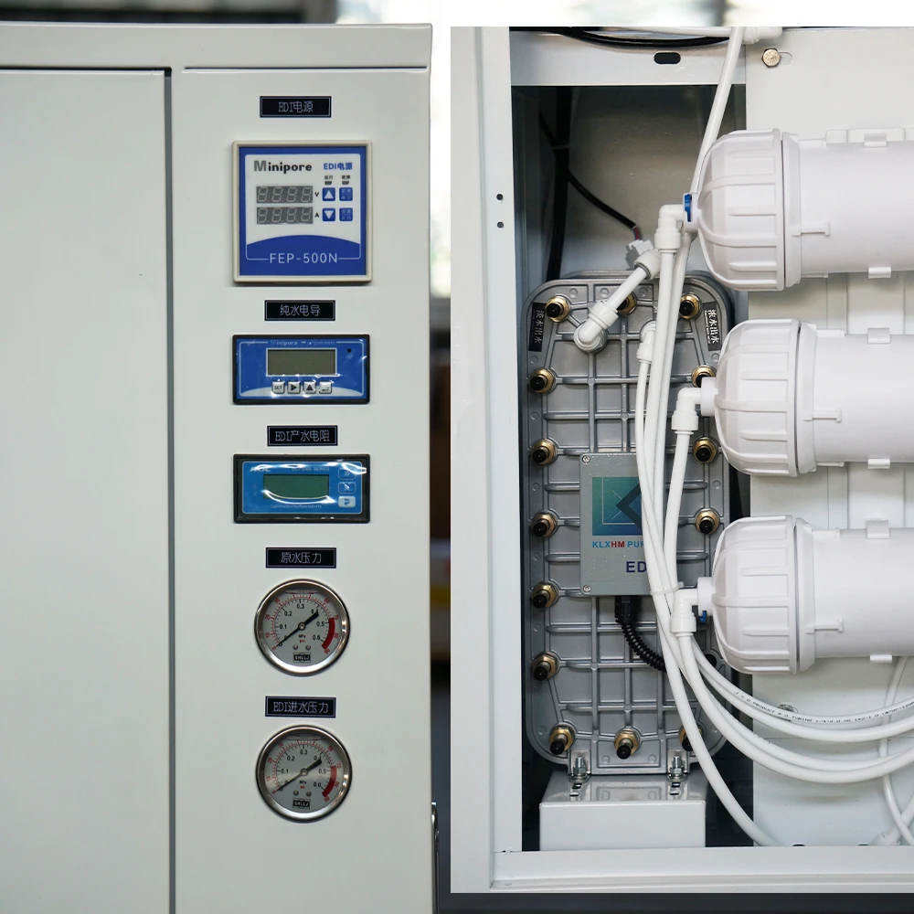 مختبر 18MΩ آلة RO للمياه النقية للغاية عيادة المياه النقية عن طريق الفم مزيل الأيونات EDI معدات معالجة المياه فائقة النقاء