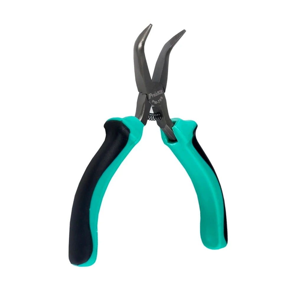 Pro'sKit PM-755 5-Zoll Zweifarbige Rutschfeste, Verschleißfeste Mini-Gebogene Spitzzange, Schneidzange, Drahtschneider, Handwerkzeug – Detail 3