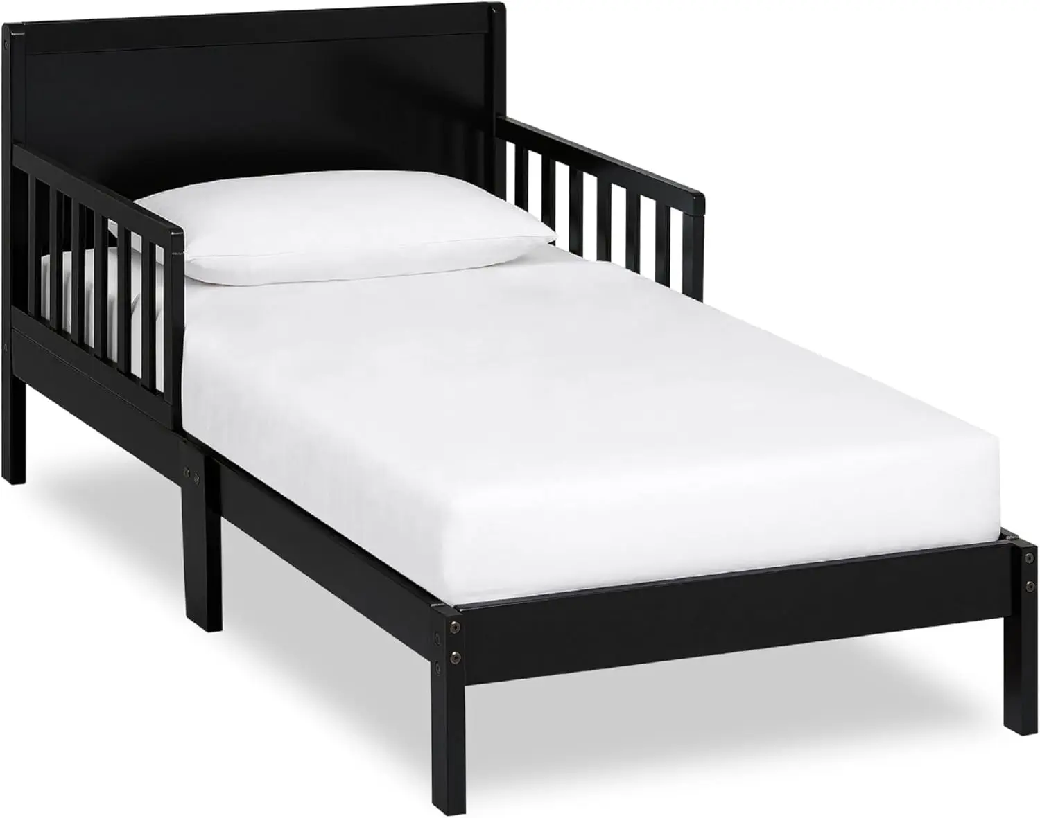 

Brookside Toddler Bed Black, Greenguard Gold & JPMA Certified, Low Floor Design, Non-Toxic, Safety Rails, Pinewood