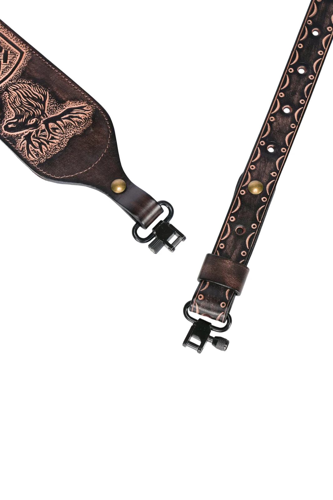 Tourbon Vintage Leder Gewehrriemen, Rutschfester Gewehr-Schultergurt, Verstellbare Länge 105cm, Fingerstütze, Jagdzubehör – Detail 12