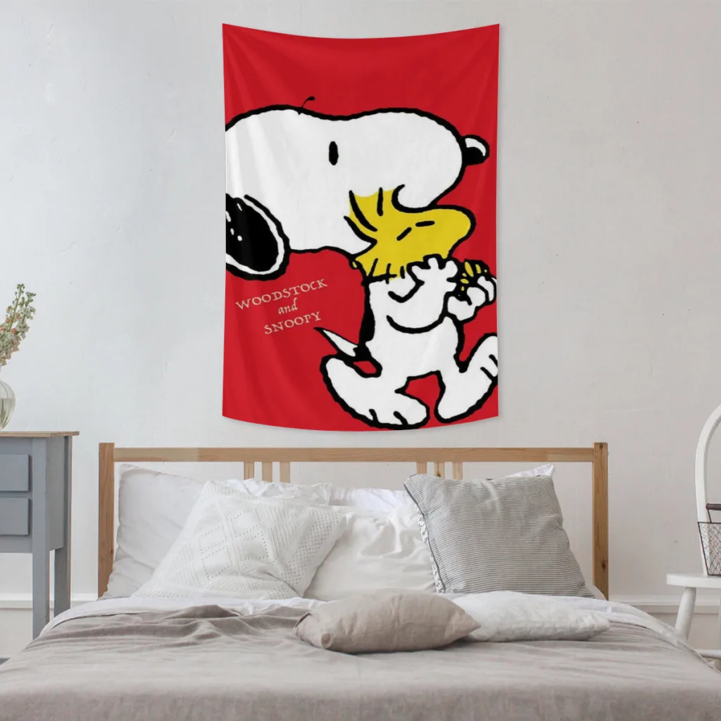 Snoopy Peanuts Fabric Tapestry    for Wall Bedroom Room Decorating Items