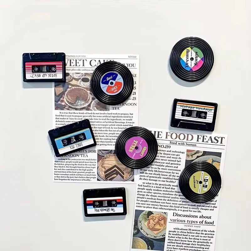 Vintage Cassette Tape & Record Fridge Magnets, Retro Home Refrigerator Decor, Office Desktop Ornament, Perfect Easter Gift