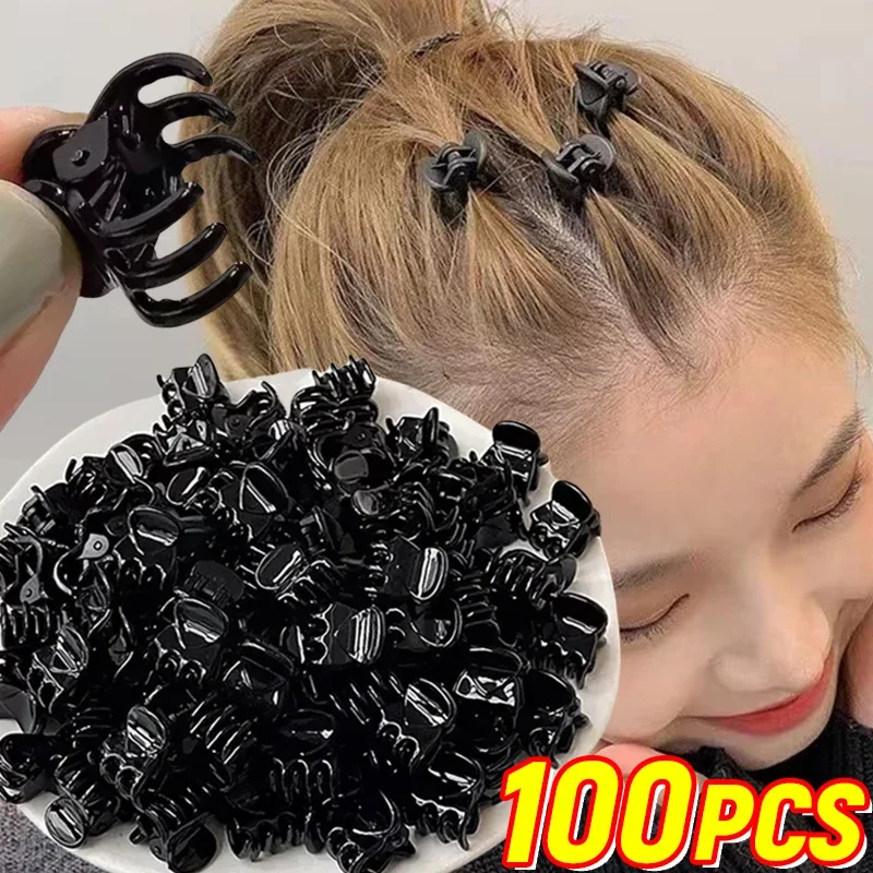 Petites pinces à cheveux pour femmes et filles, Mini pinces coréennes simples en plastique Transparent noir, épingle à cheveux, accessoires de coiffure pour enfants