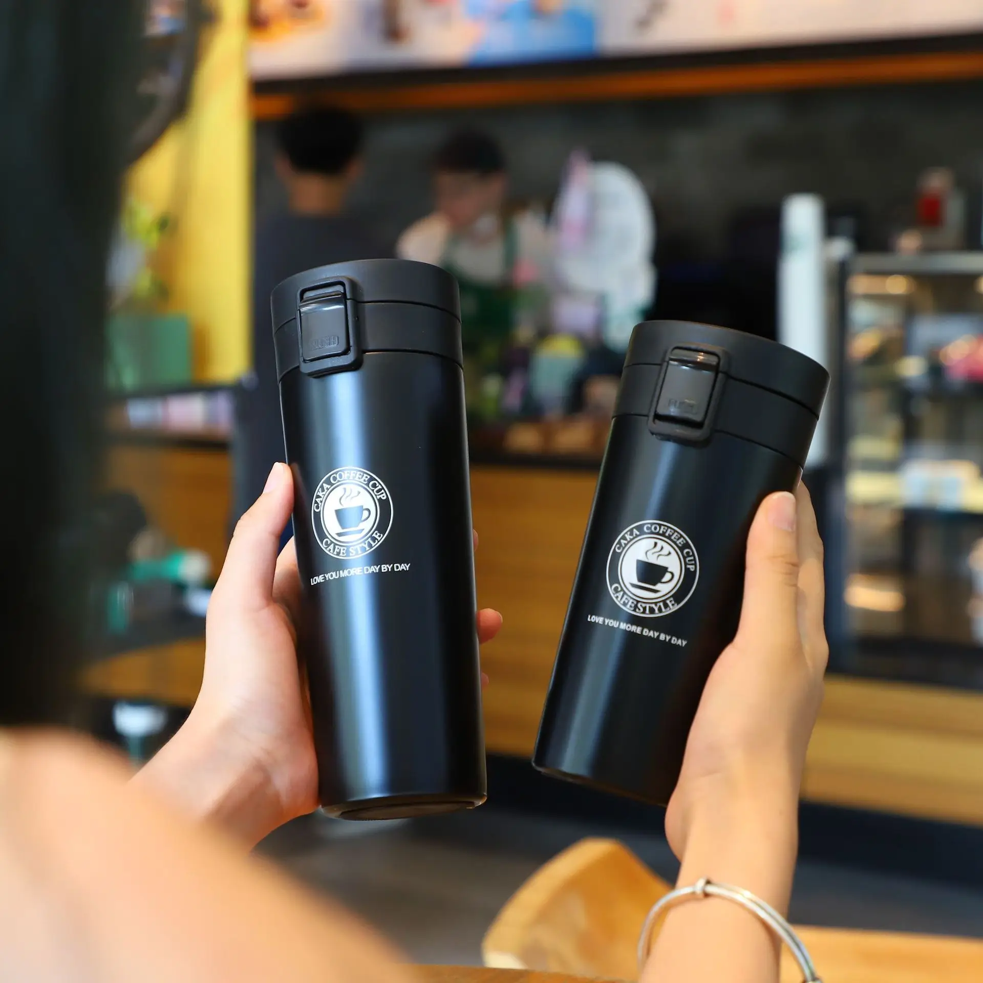 Taza de Café de Acero Inoxidable de 380ML/510ML, Botella Térmica para Auto, Taza Térmica para Deportes al Aire Libre, Termo que Mantiene la Temperatura Fría y Caliente