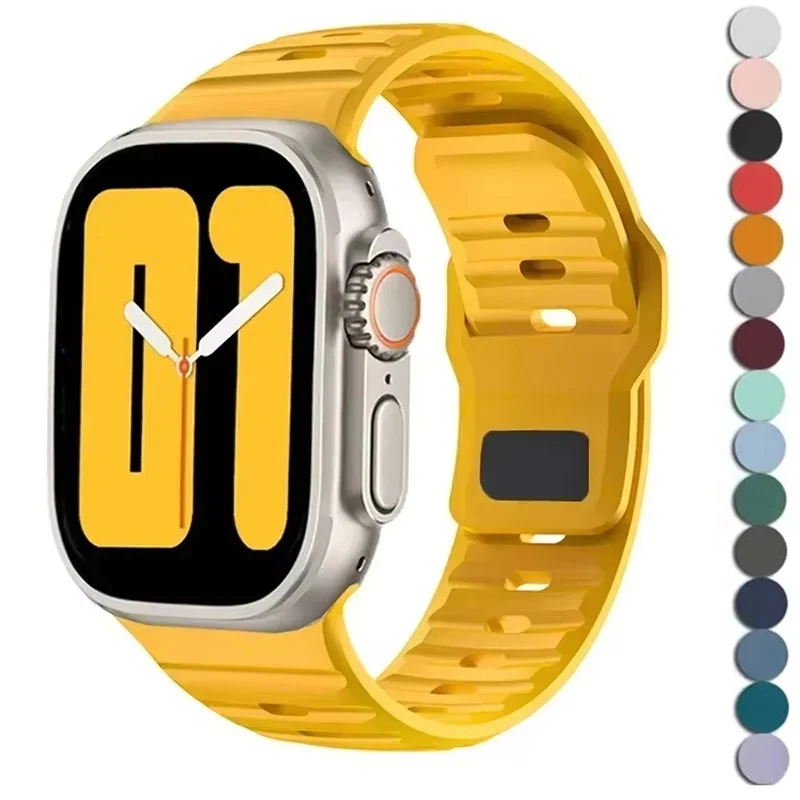 

Sports Bracelet For Apple Watch Band 38mm 40mm 41mm 42mm 44mm 45mm 49mm Silicone Band Strap For iWatch Series Ultra SE 9 8 7 6 5
