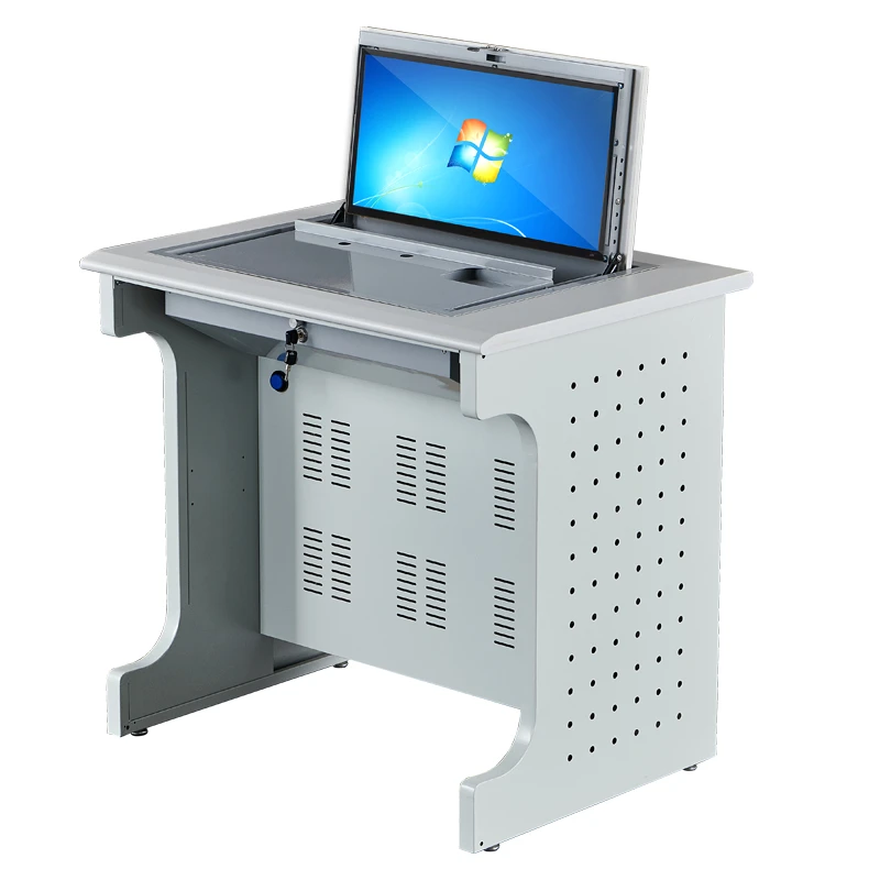 classroom school furniture flip up computer desk safety box multifunction turn over the computer desk flip up desk