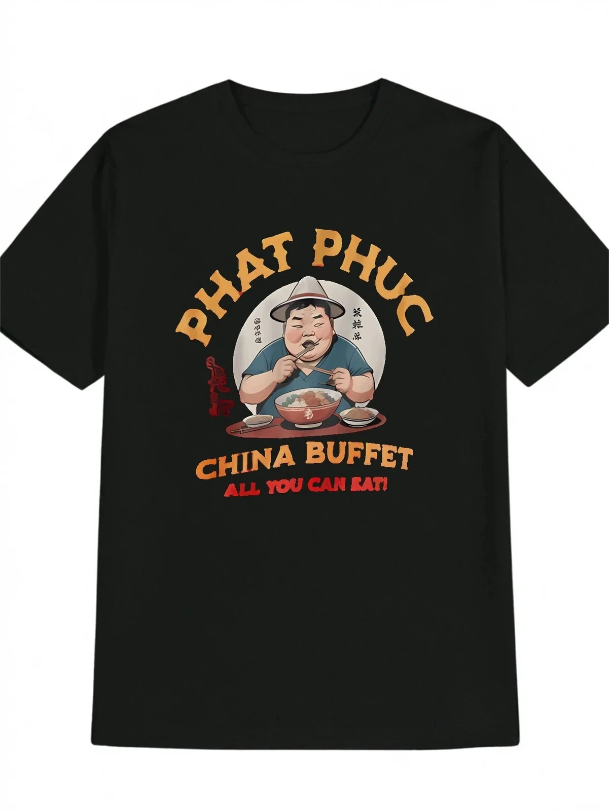 

Men's Black Casual T-Shirt with Funny PHAT PHUC Design