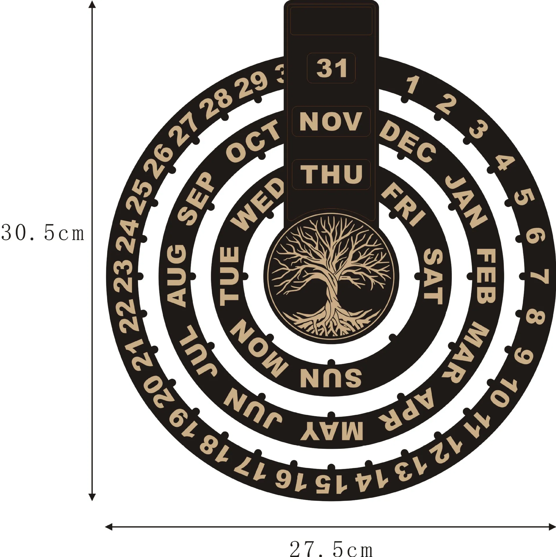 Ten Thousand Year Calendar Home Wooden Creative Circular Rotary Calendar Table Wooden Calendar Decoration Wall Hanging Pendant