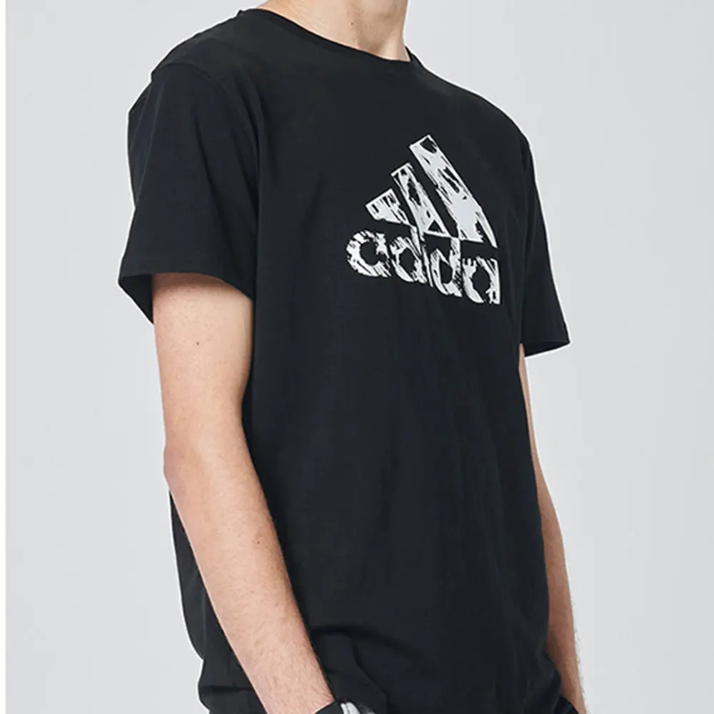 Adidas Men's Black Graphic T - Shirt, Short Sleeve, Crew Neck, for Casual Daily Wear
