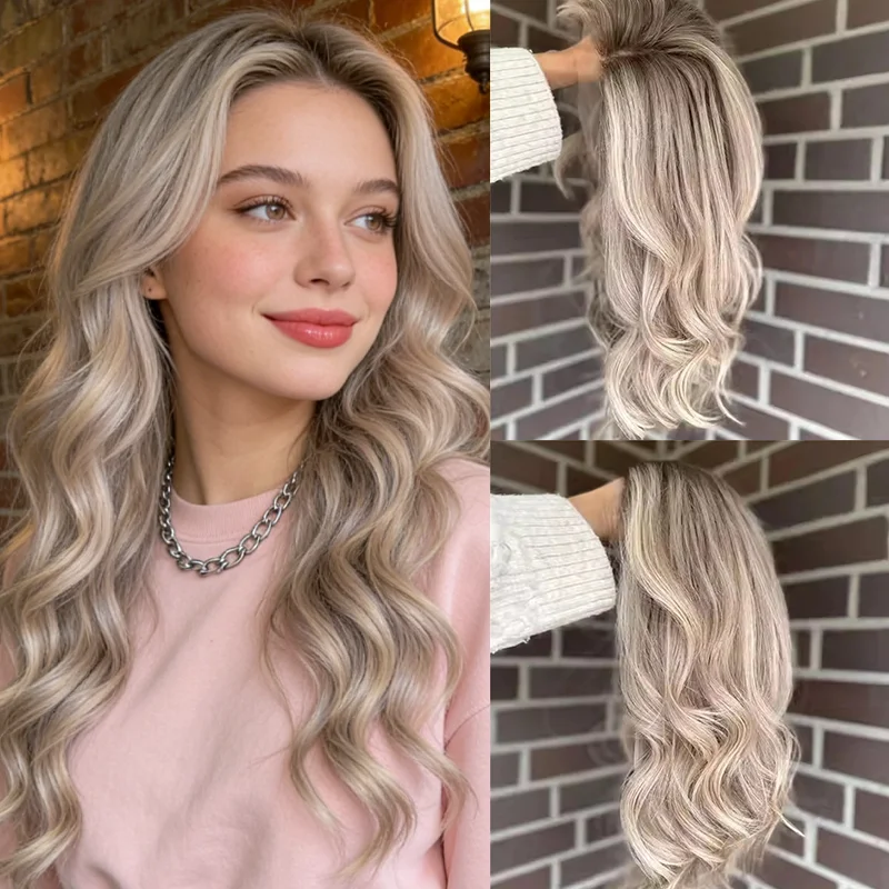 

Ash Blonde Lace Front Wigs for Women 13x4 Synthetic Futura Top Quality Wig Cosplay Daily Wear Glueless Natural Hairline Wigs