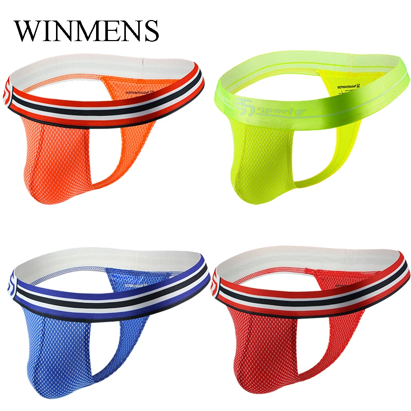 

Adult Men's T-back Thongs High-leg Football Patterned V Shape Male Jockstraps Underwear Flexible Wide Waistband Pouch T Panties