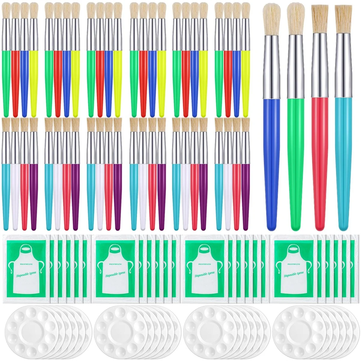 

ABGV Toddler Paint Brush Set Round Flat Brush Palette Apron Easy to Clean Suitable for Acrylic Oil Watercolor Preschool
