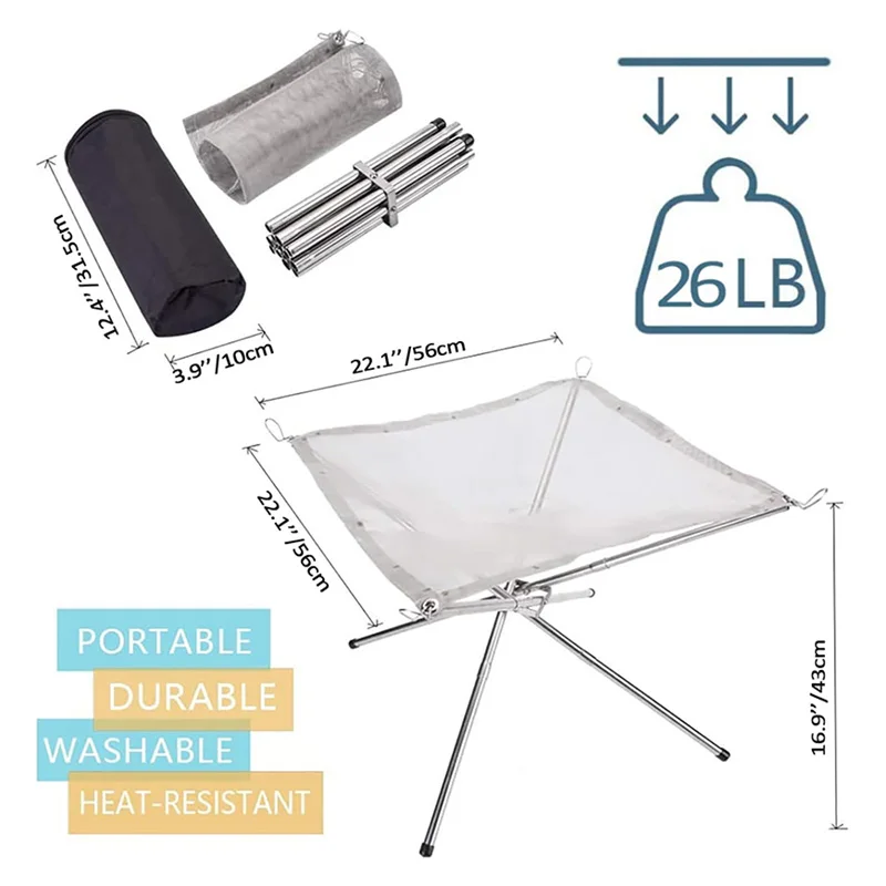 المحمولة حفرة النار شبكة من الاستانلس استيل شواء النار رف النار حامل موقد في الهواء الطلق طوي التخييم نزهة الشواء الموقد