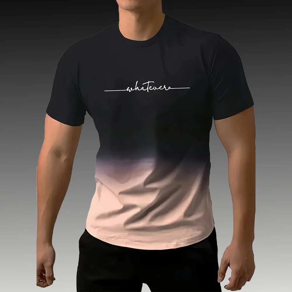

Round Neck Gradient Designer Oversized Men Clothing Street Leisure 3D Print Men's Tops T shirt Mens Gifts Short-Sleeved T-shirt